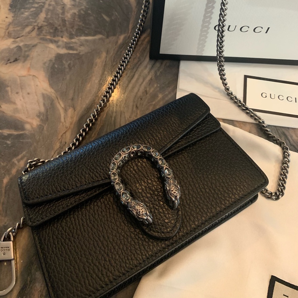 Gucci Dionysus Super Mini Black Grained Leather - Picture 2 of 16